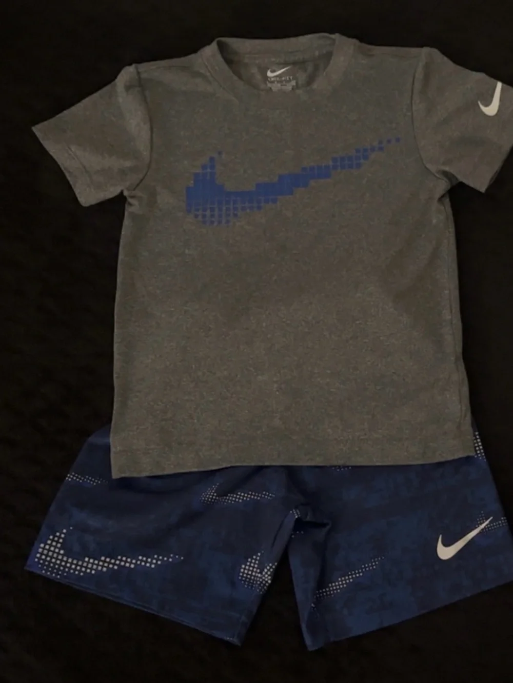 Nike Gray and Blue Boys Athletic Tee with Matching Shorts